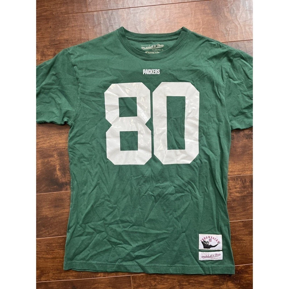 Green Bay Packers #80 Driver Thowbacks Mitchell and Ness Womens T-Shirt Size M